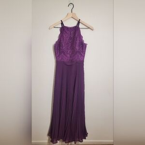 JJ'S House Elegant Sleevless Lace  Cocktail Night Purple Maxi Dress